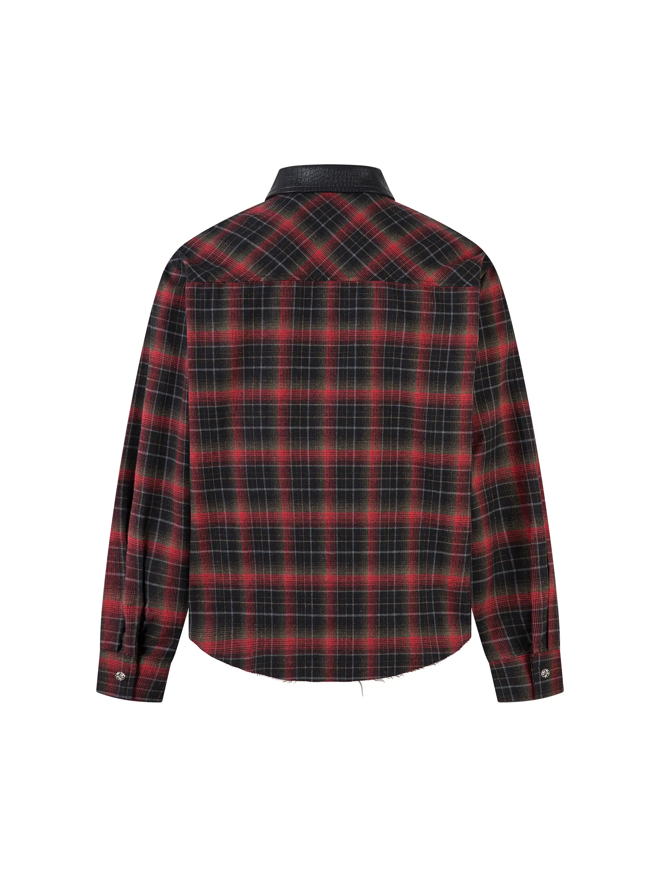 Leather Check Shirt-S1136