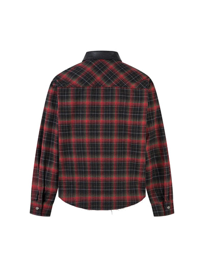 Leather Check Shirt-S1136