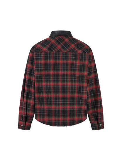 Leather Check Shirt-S1136