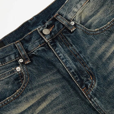 Rhinestone Pin-up Washed Jeans-610