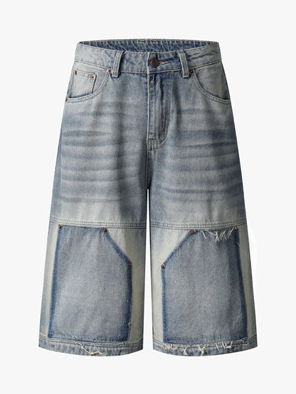 Worn-Out Vintage Denim Capri Pants-S1114