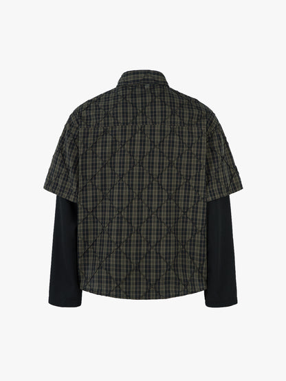 New Collection Quilted Plaid Shirt with Long Sleeves Stylish Streetwear Layered Casual Shirt