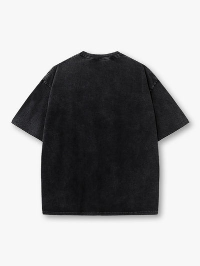 Double Crazy Flame Print Angel & Demon T-shirt -002