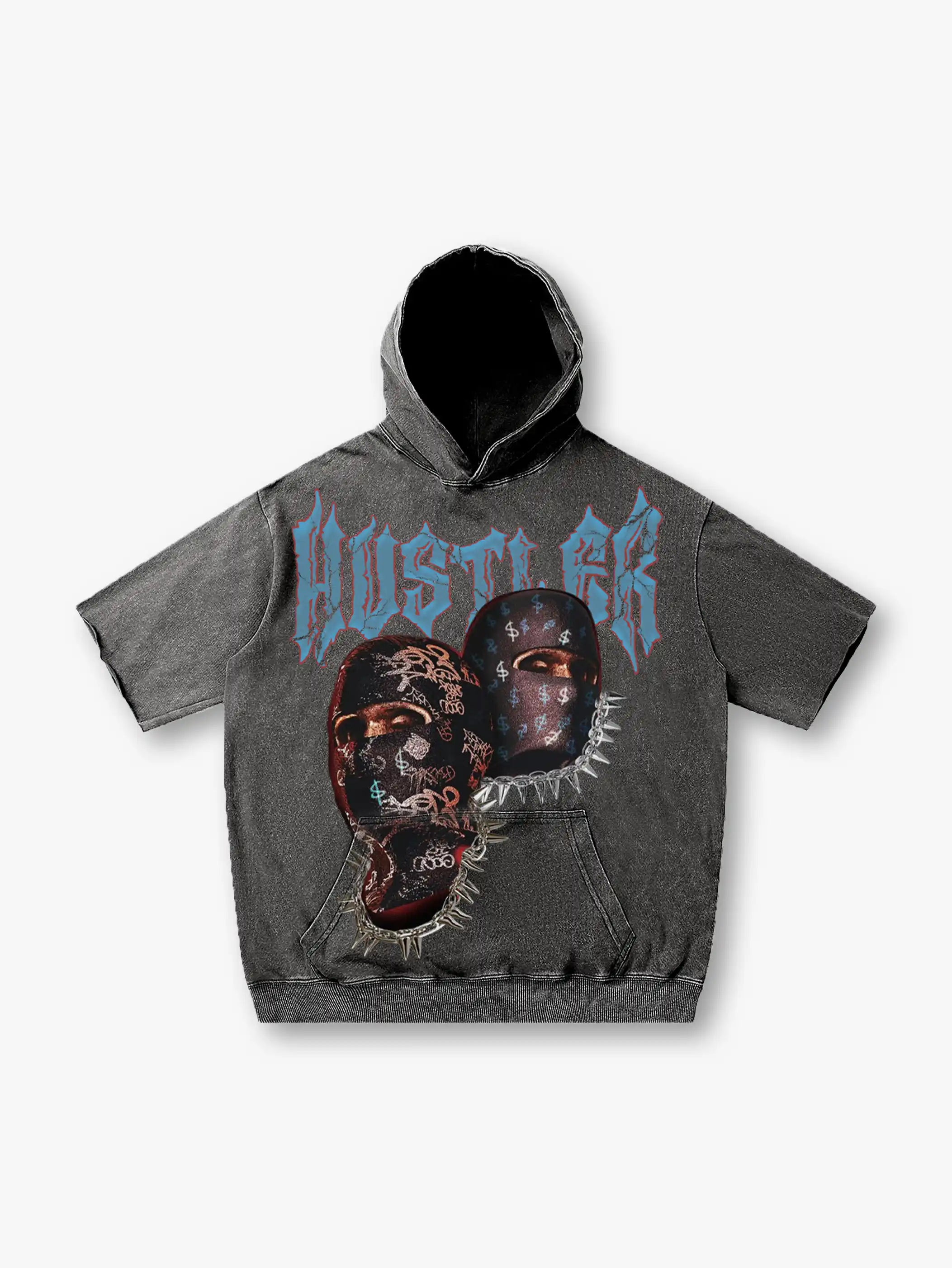 Hustler Masked Graphic Hooded T-shirt-211