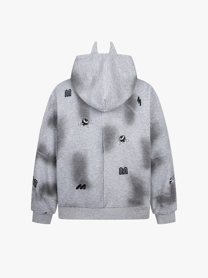Space M8 Alien Graphic Zip Hoodie-S1122