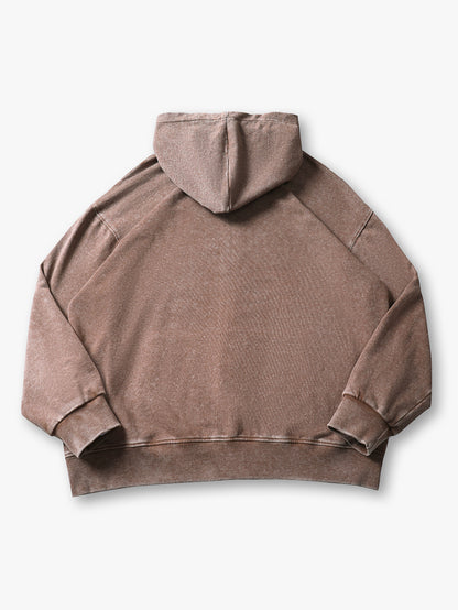 Sudadera retro marrón con dibujo de niño y estampado gráfico