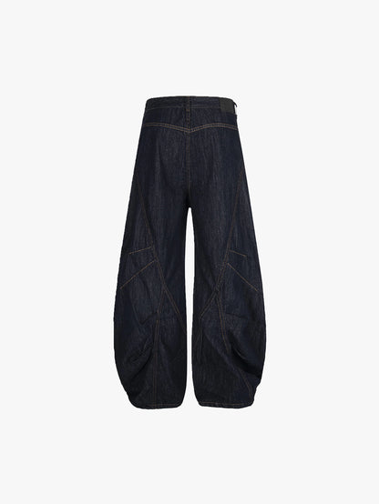 Double Crazy Button Detail Wide-Leg Denim Trousers Vintage Streetwear Baggy Fashion Jeans