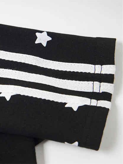 Y2K Star Print Heart Patch Sporty T-shirt-S1002