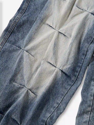 Streetwear Baggy 3D Pleated Denim Pants-S1029
