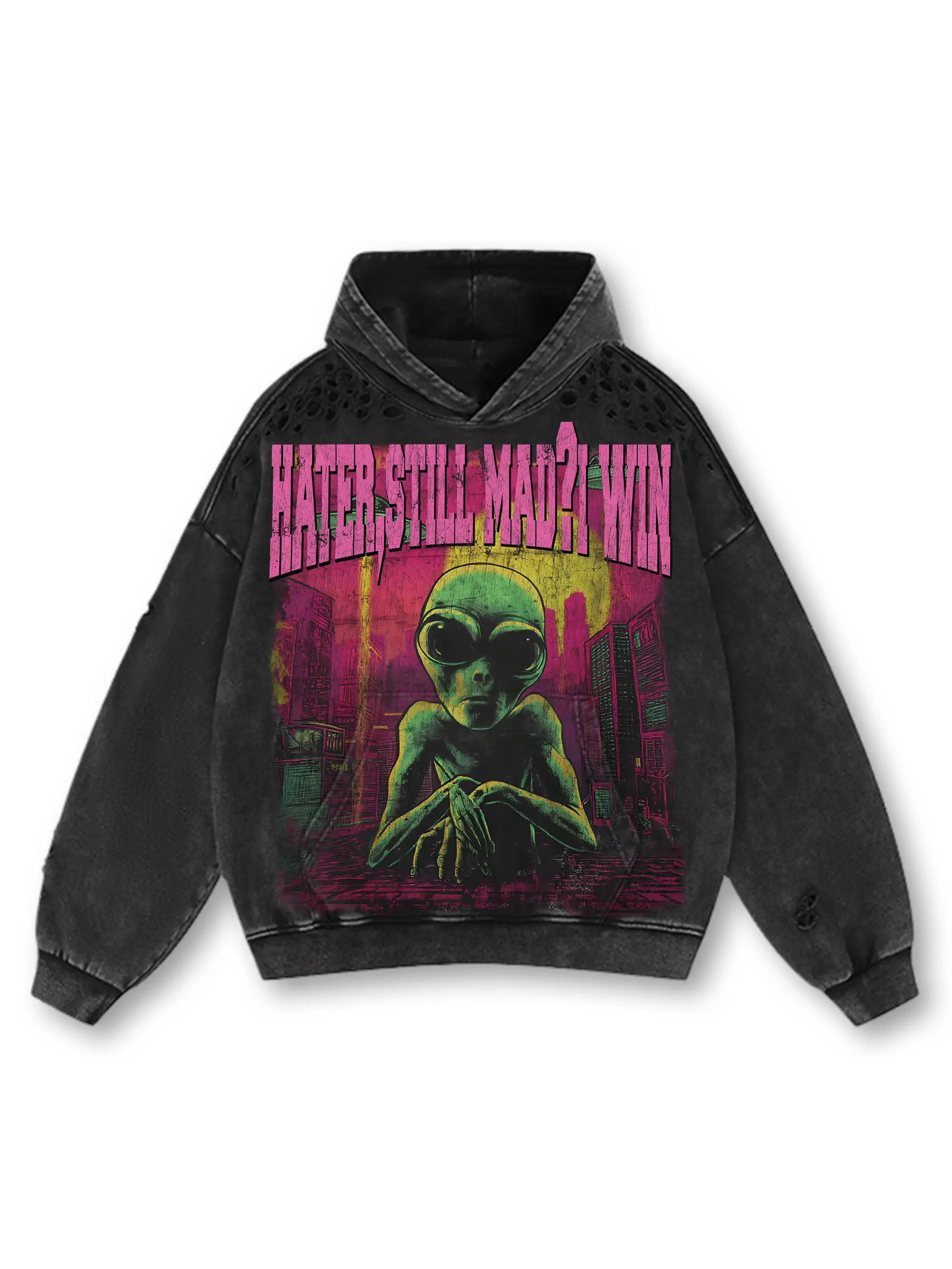 Alien Victory Distressed Hoodie-315