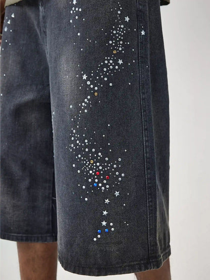 Glittering Stars Denim Shorts-S1033