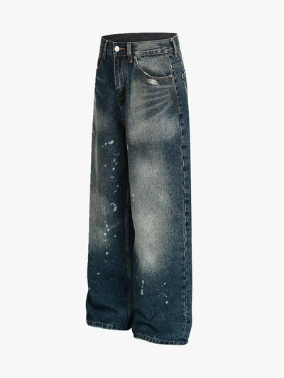 Street Spotted Washed Denim Pants-S1072