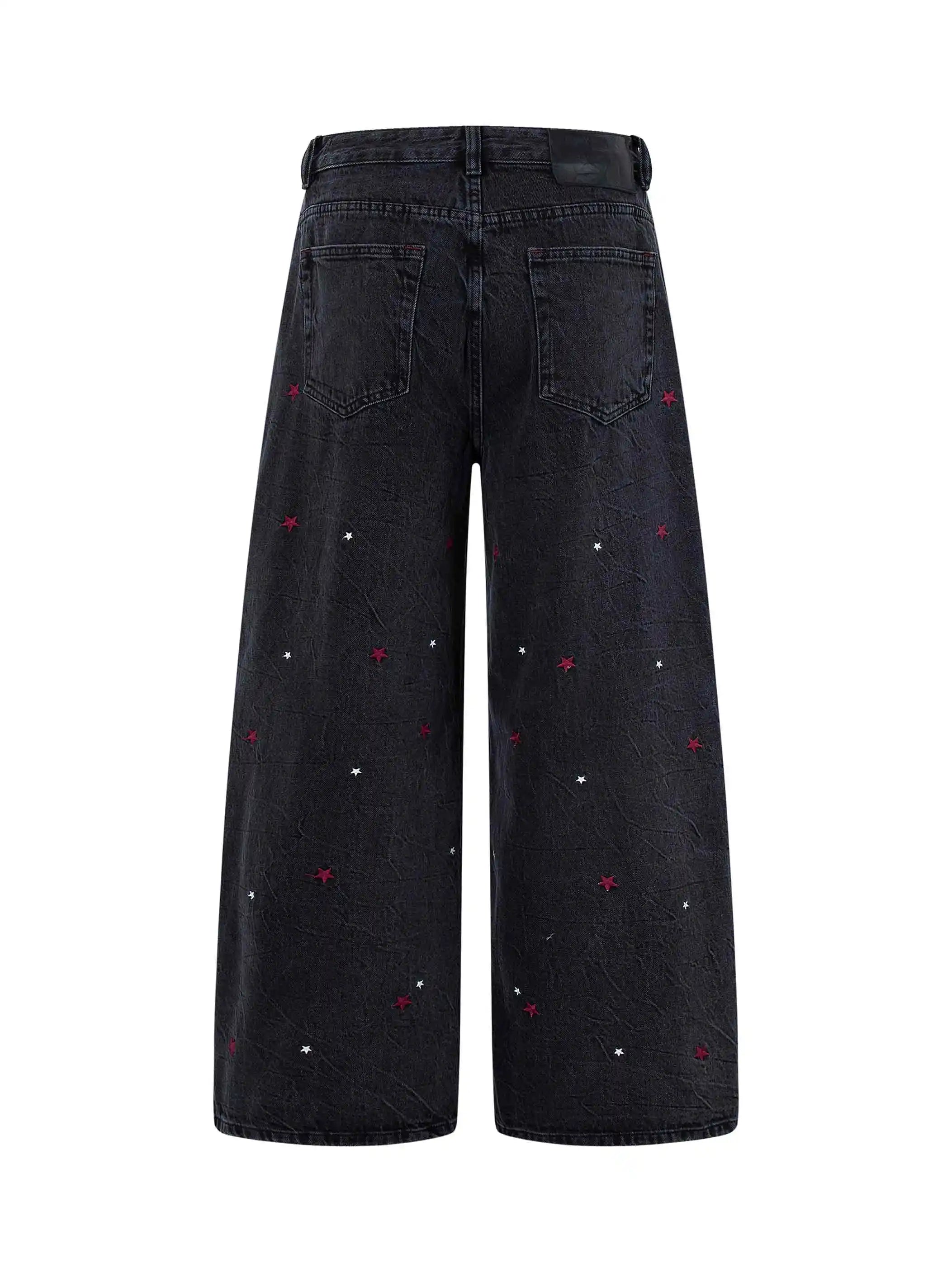 Star Distressed Red Panel Jeans-S1240