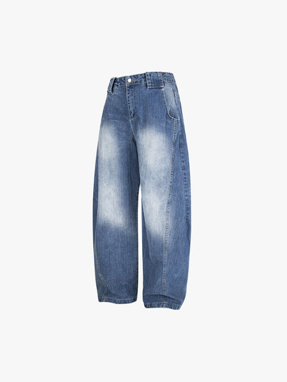 Double Crazy High Waisted Wide Leg Cropped Jeans Light Blue Denim Casual Street Style Pants