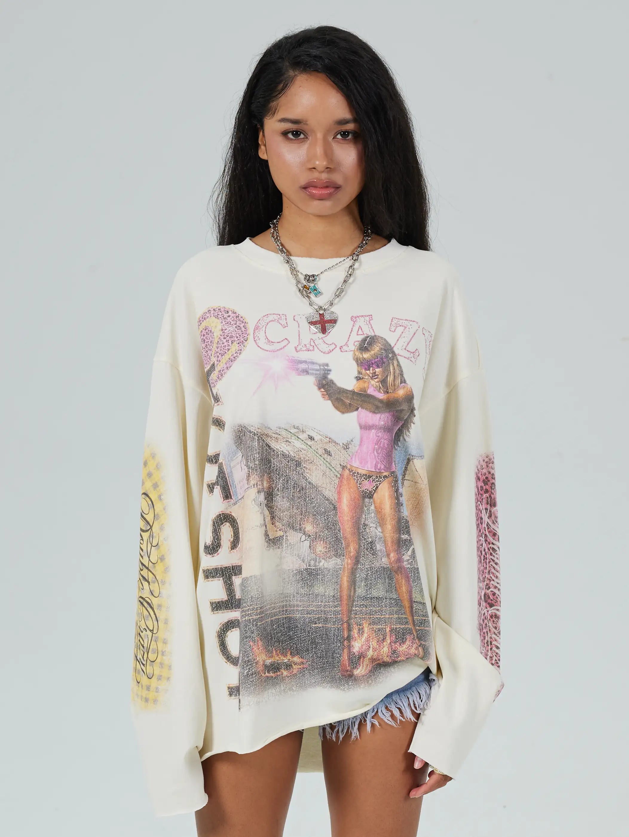 Faded Alien Invasion Boxy L/S-738