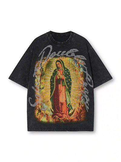 T-shirt Vintage Vierge Dégoulinant de Diamants-356T