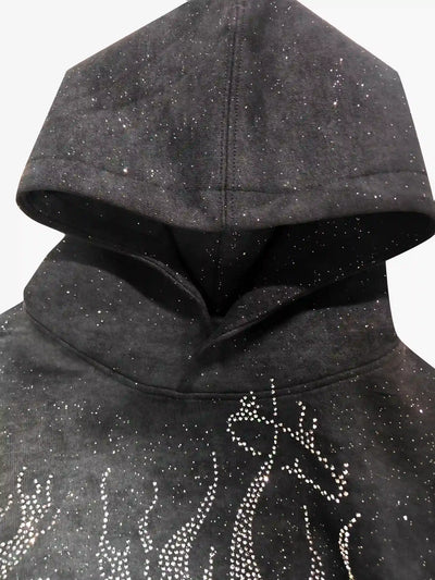 DOUBLECRAZY Flame Man Diamond Gradient Vintage Hoodie-043