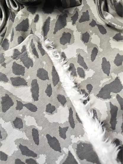 Frayed Leopard Print Jogger Pants- s943
