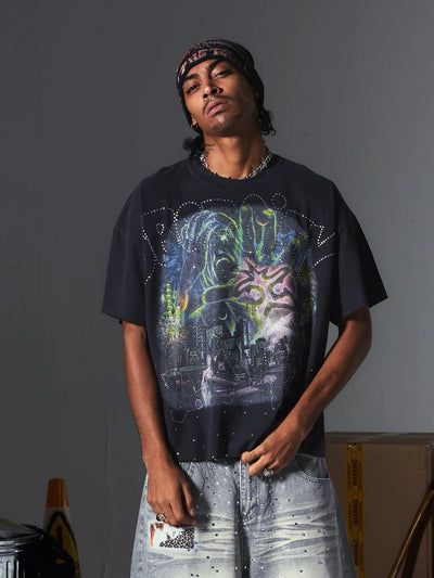 Skyline Monster Raw-Hem Tee-702