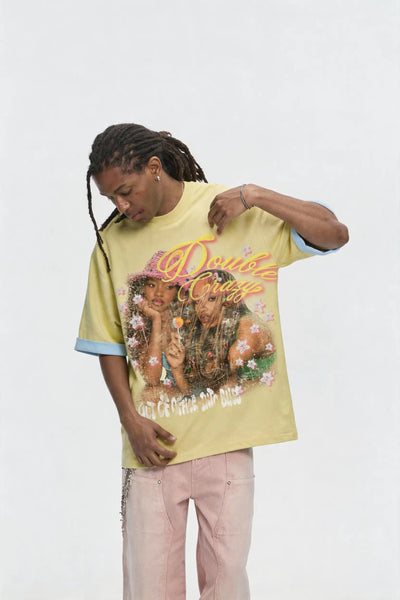 T-shirt Bicolore Fille Années 90 Vintage-614