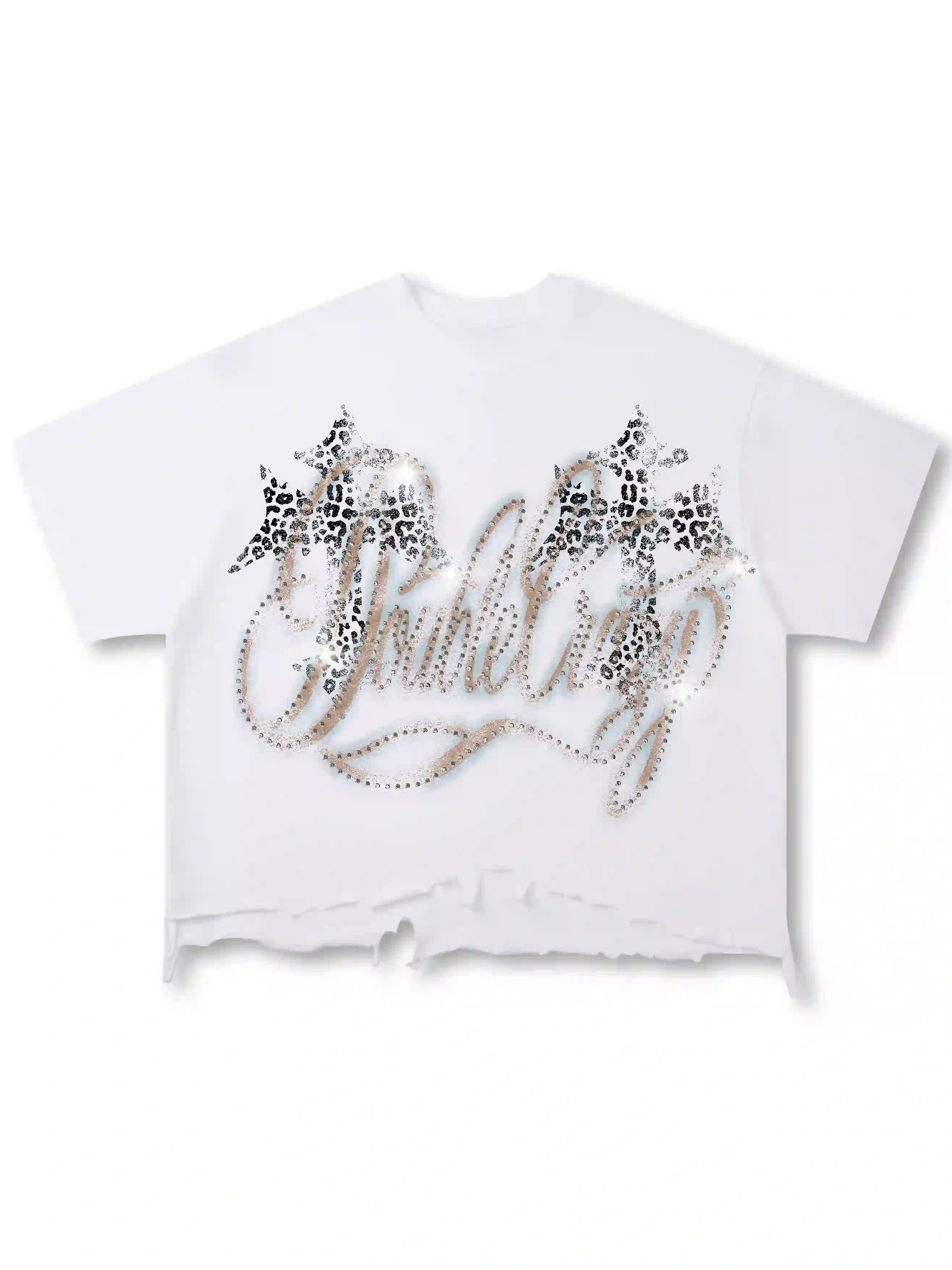 Rhinestone Logo Graphic T-shirt-421