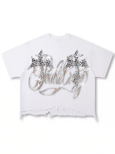 Rhinestone Logo Graphic T-shirt-421