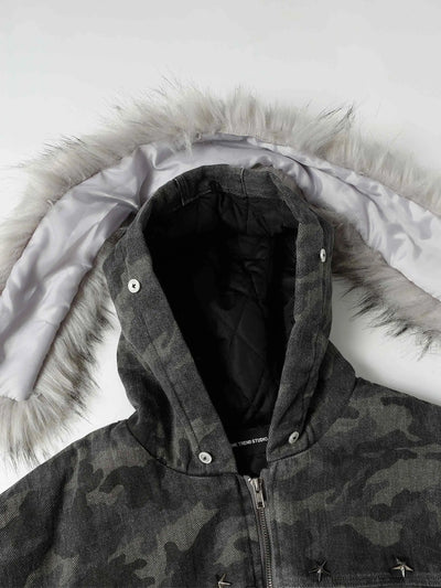 Fur-Lined Camo outerwear-S1162