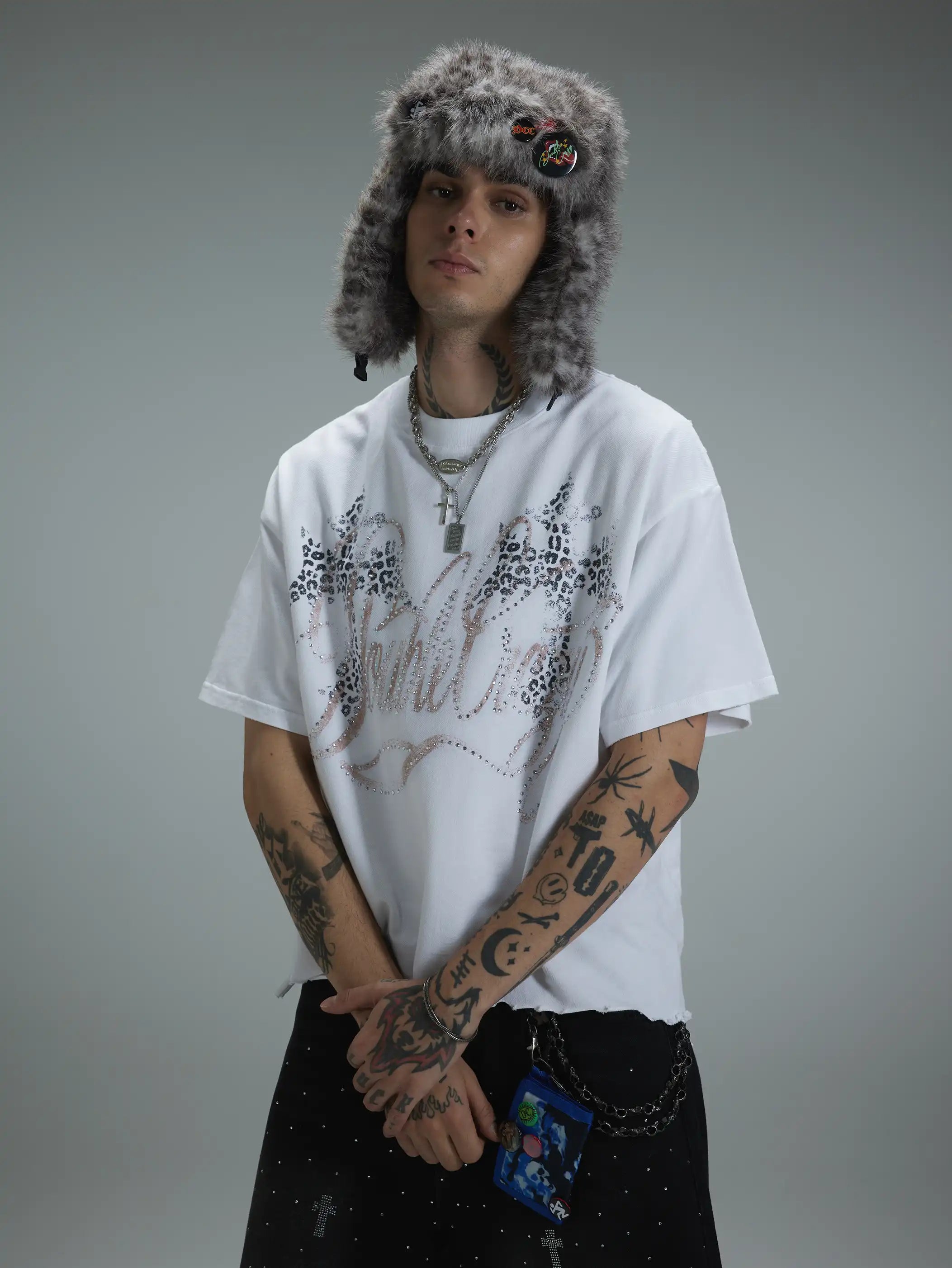 Rhinestone Logo Graphic T-shirt-421