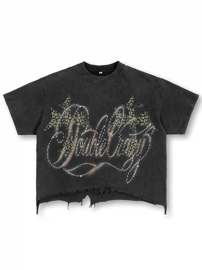 Rhinestone Logo Graphic T-shirt-421