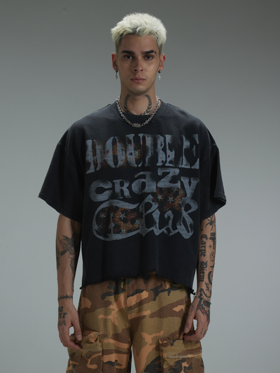 Distressed Logo Graphic T-shirt-422