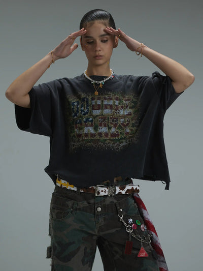 Distressed Boxy USA Flag Tee-432