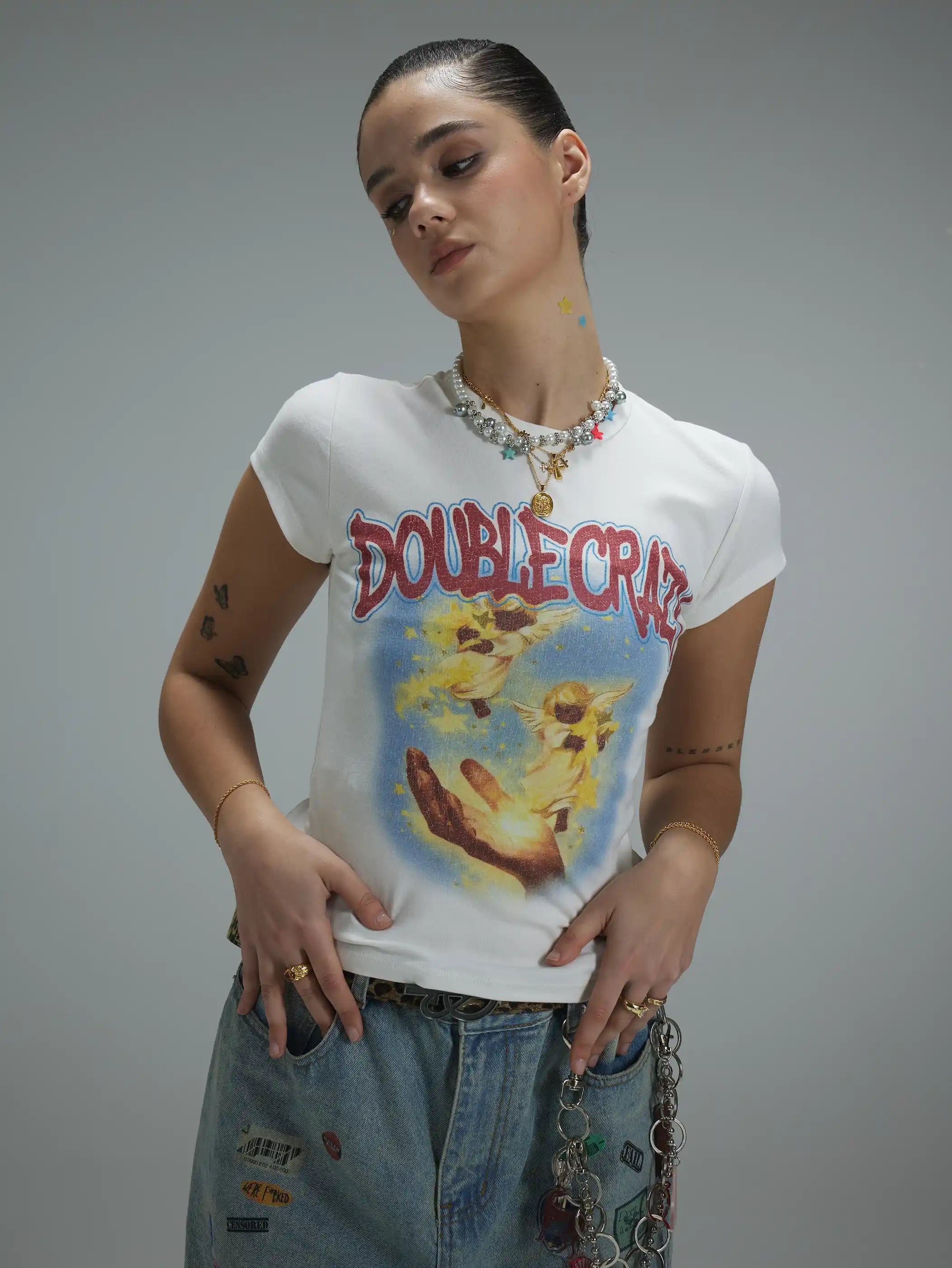 T-shirt court « Angel » style grunge Y2K - 433