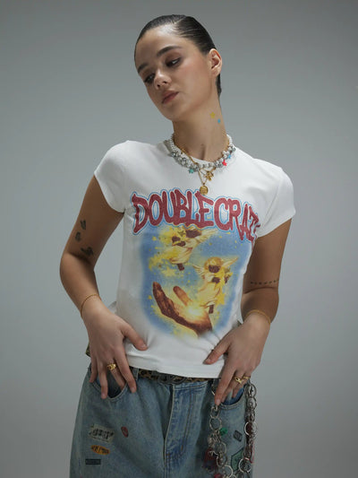 T-shirt court « Angel » style grunge Y2K - 433