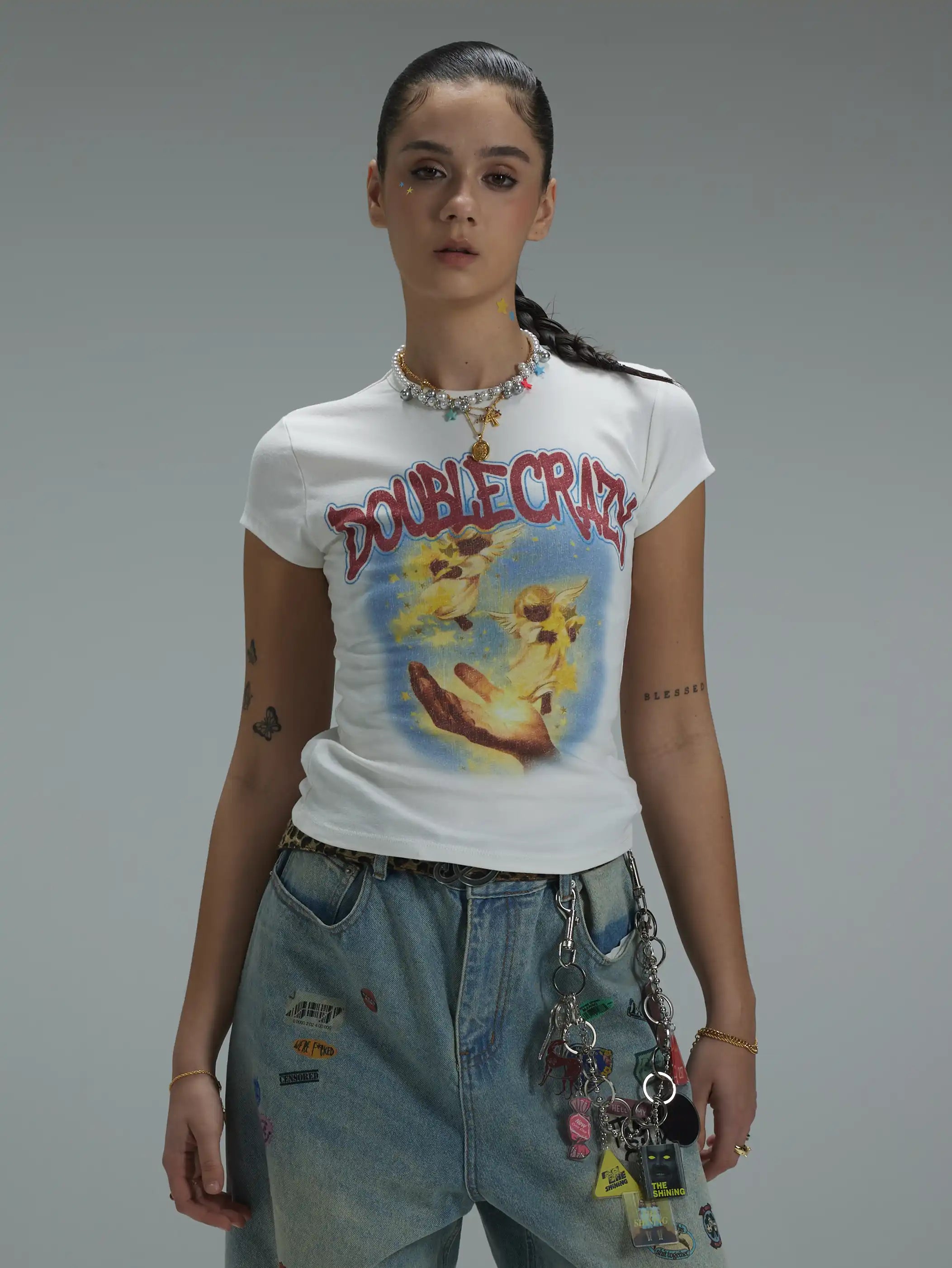 T-shirt court « Angel » style grunge Y2K - 433