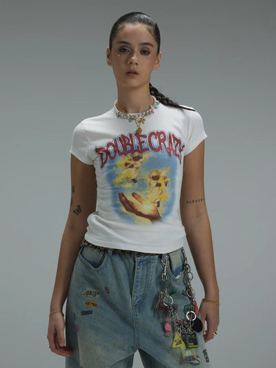 T-shirt court « Angel » style grunge Y2K - 433