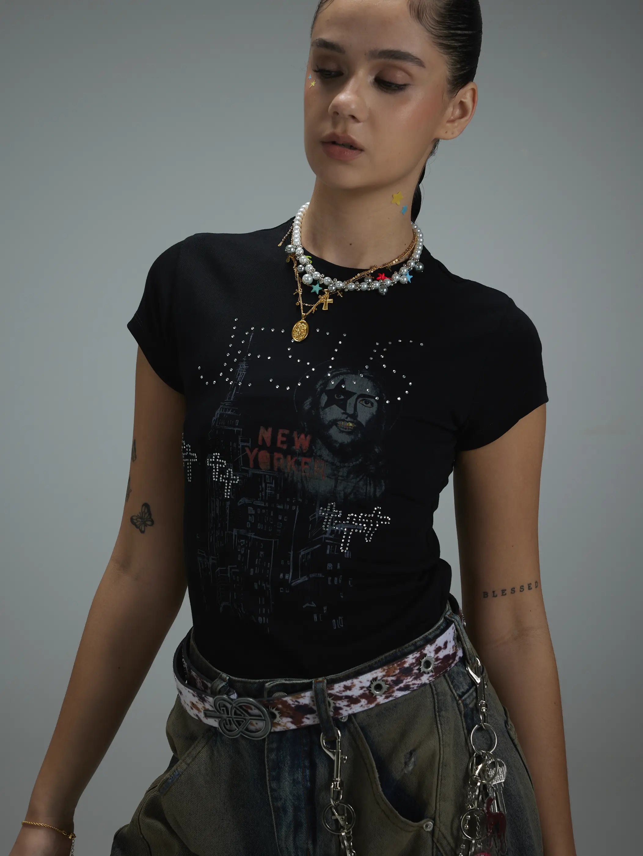 Iced Out NY City Graphic Baby Tee-439