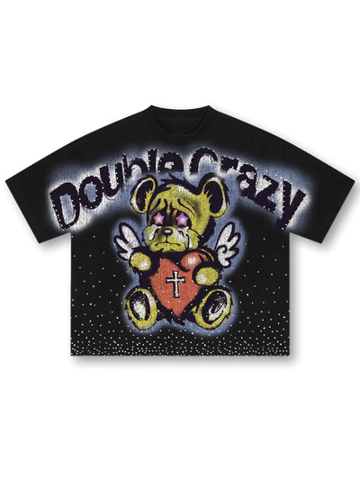 Distressed Grunge Angel Bear Tee-443