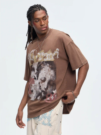 Vintage Cross Gemmed Grunge Tee-462