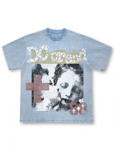 Vintage Cross Gemmed Grunge Tee-462