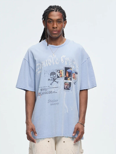 Vintage Frayed Rhinestone Tee-469