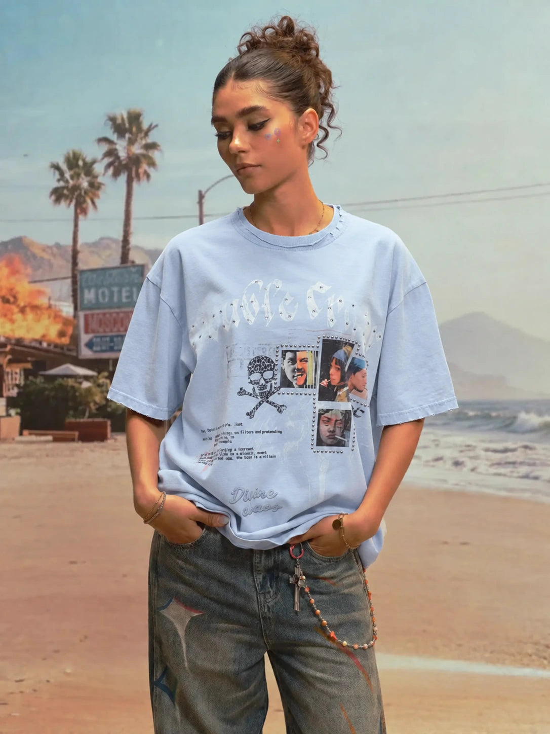 Vintage Frayed Rhinestone Tee-469