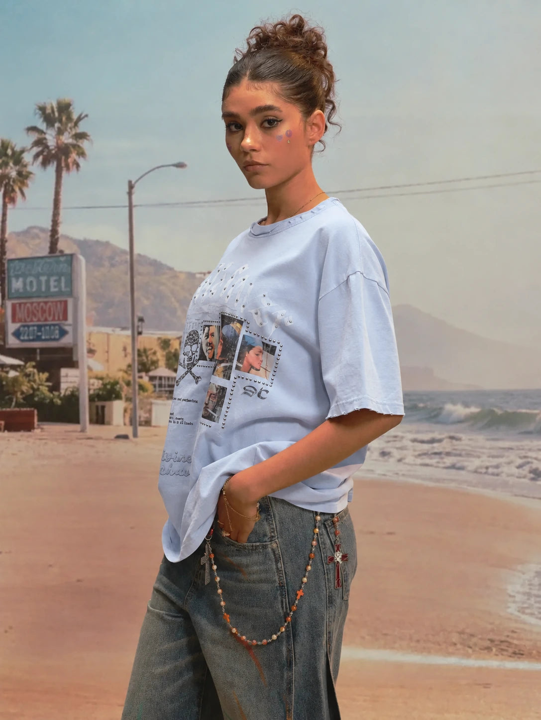 Vintage Frayed Rhinestone Tee-469