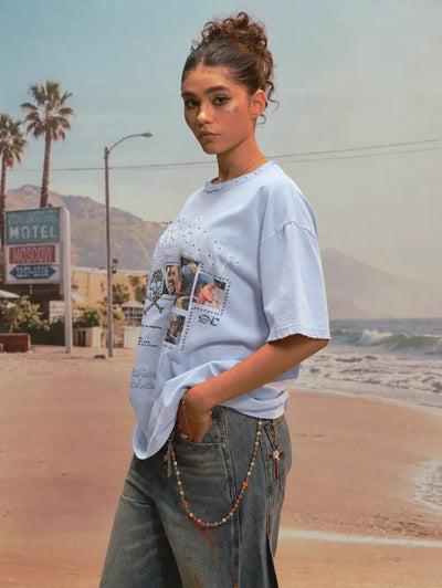 Vintage Frayed Rhinestone Tee-469