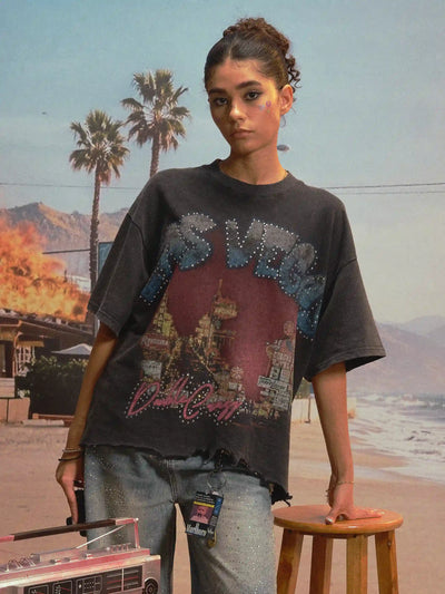 Icy Vegas Bling Ripped Boxy Tee-472