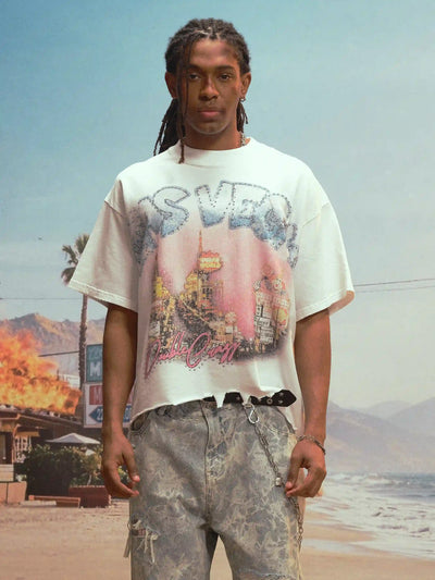 Icy Vegas Bling Ripped Boxy Tee-472
