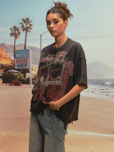 Miami Vibe Distressed Boxy Tee-474
