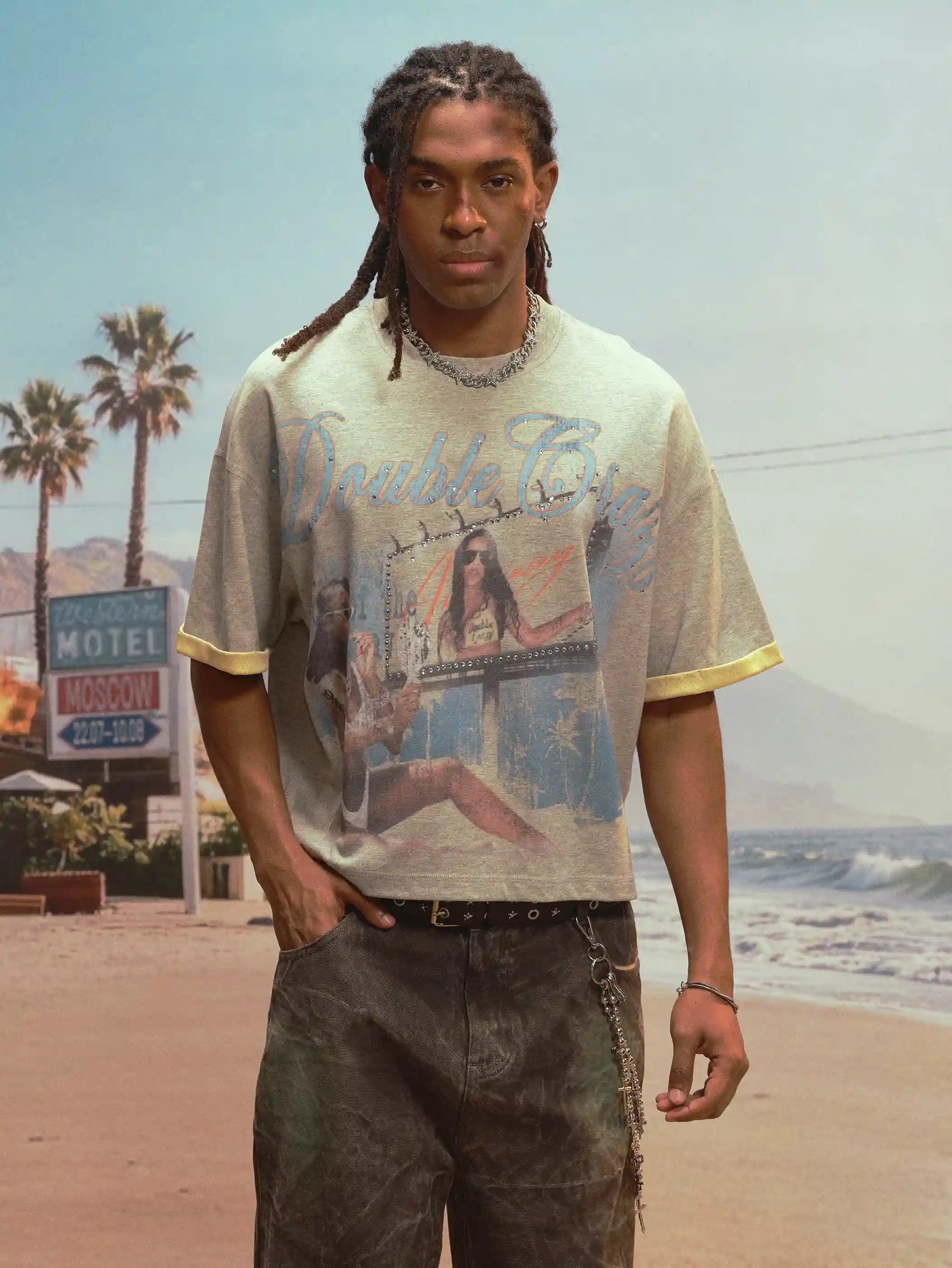 T-shirt ample superposé Miami Bling-475