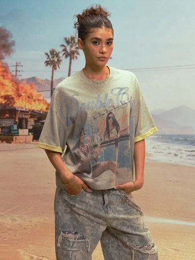 T-shirt ample superposé Miami Bling-475