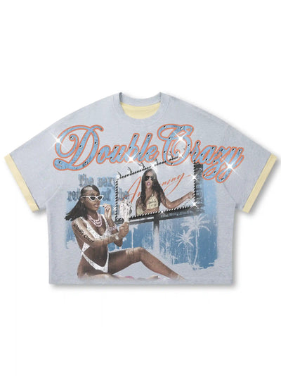 Miami Bling Layered Boxy Tee-475