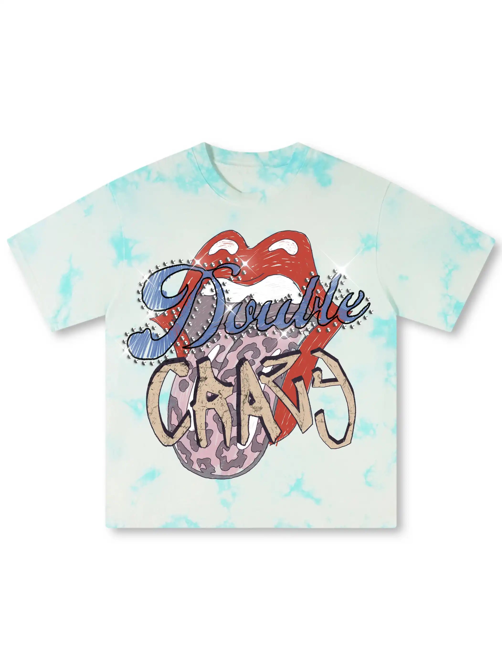 Leopard Tongue Bling Tie-dye Tee-476